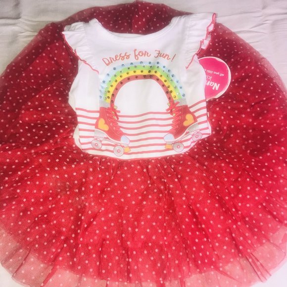 NWT rainbow rollerskating birthday tutu dress 2T
